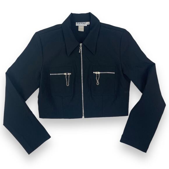 90's KOJI YOHJI designer cropped black jacket with chain detail - Picture 6 of 12